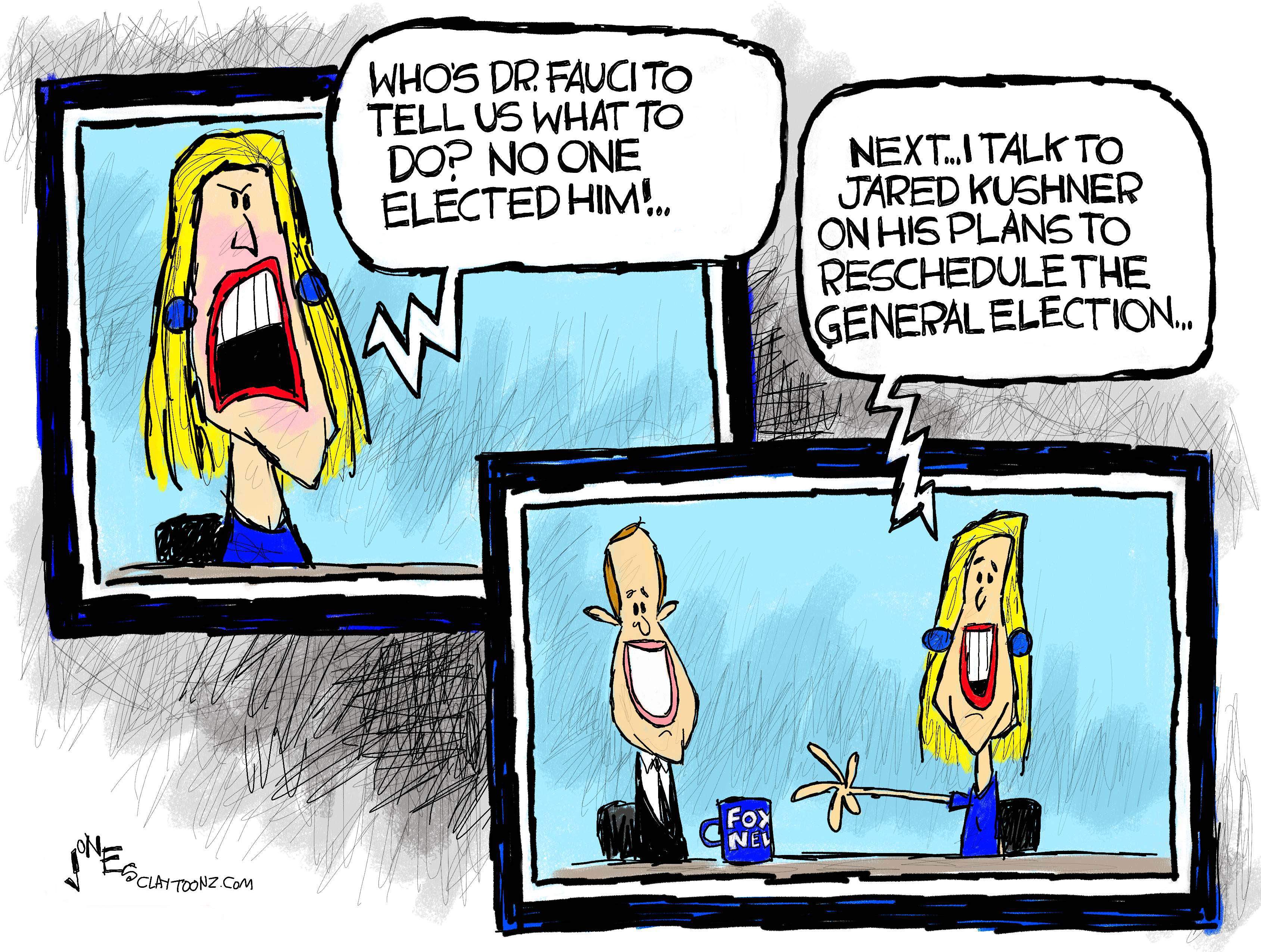 Political Cartoon U.S. Fox news jared kushner fauci