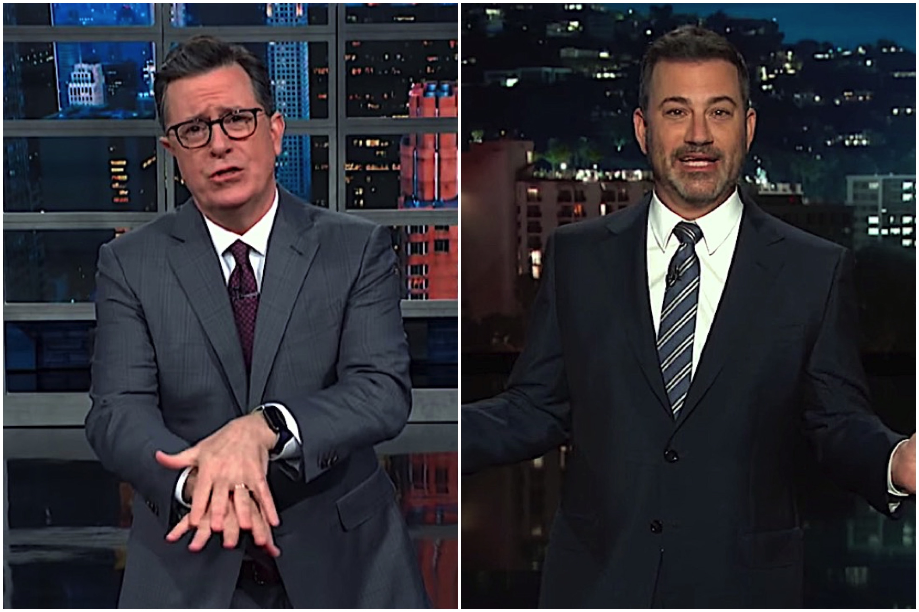 Stephen Colbert and Jimmy Kimmel on Trump and coronavirus