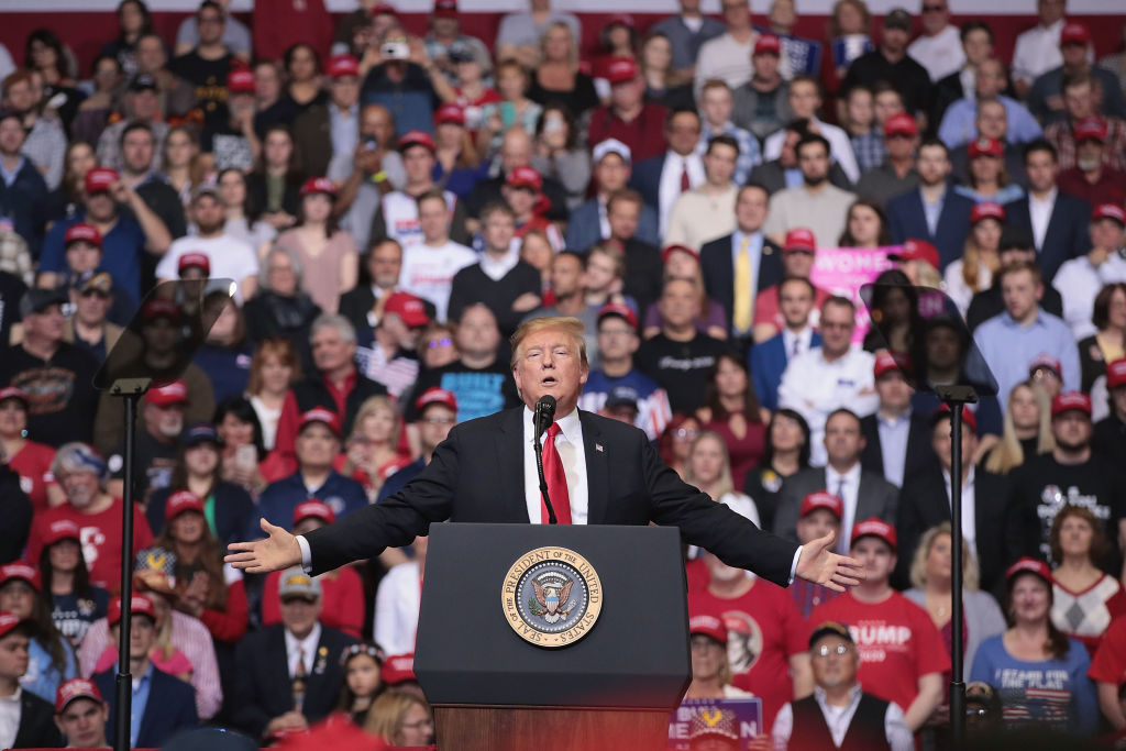 Donald Trump at a rally in Michigan.