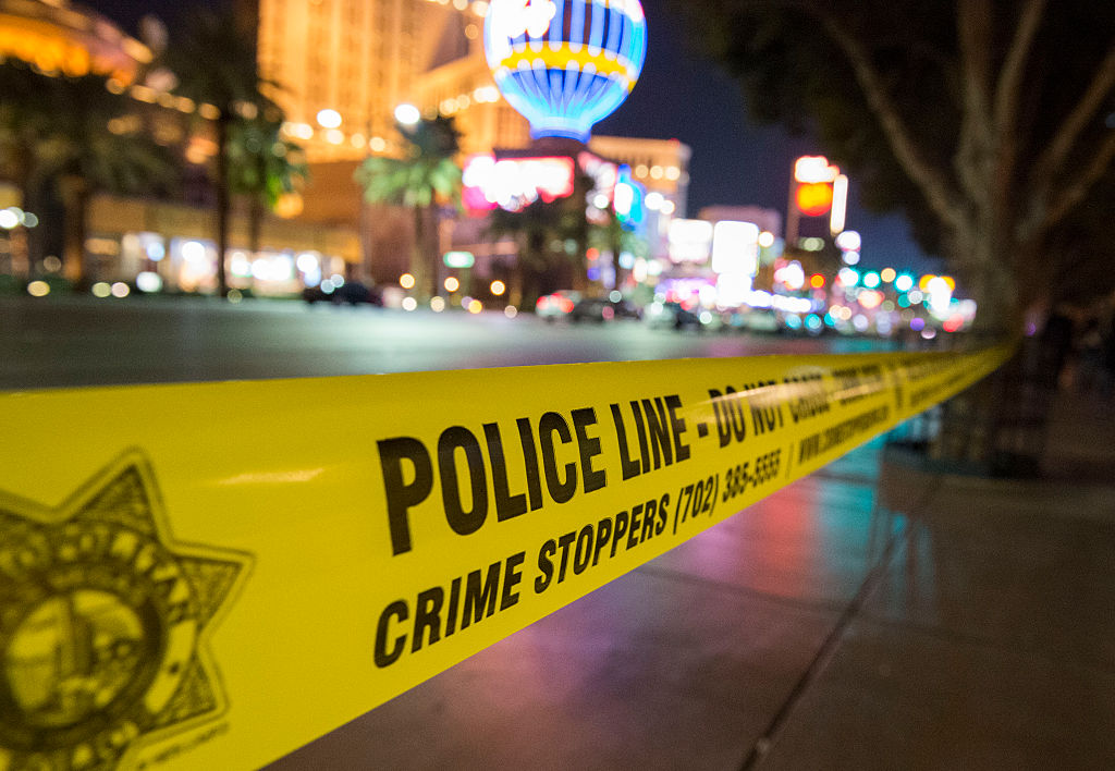A police cordon put up at the Las Vegas Strip after the car crash