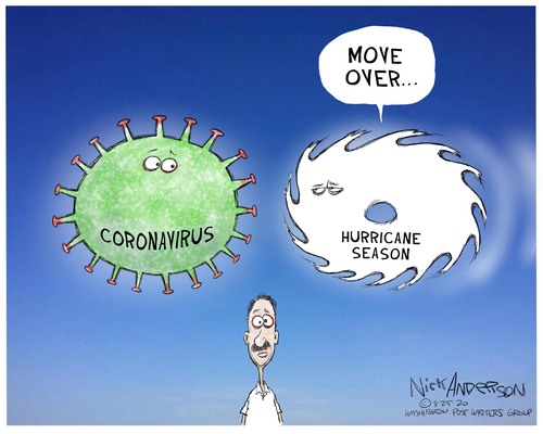 Editorial Cartoon U.S. 2020 covid hurricanes