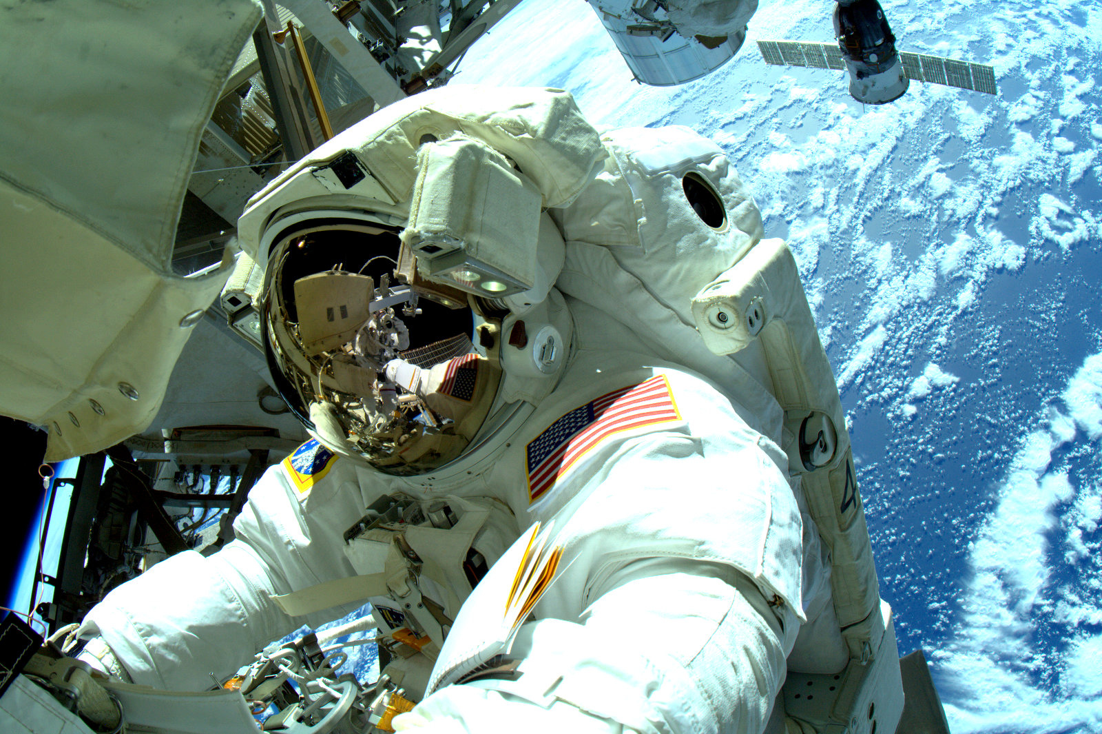 An astronaut outside the International Space Station (ISS)