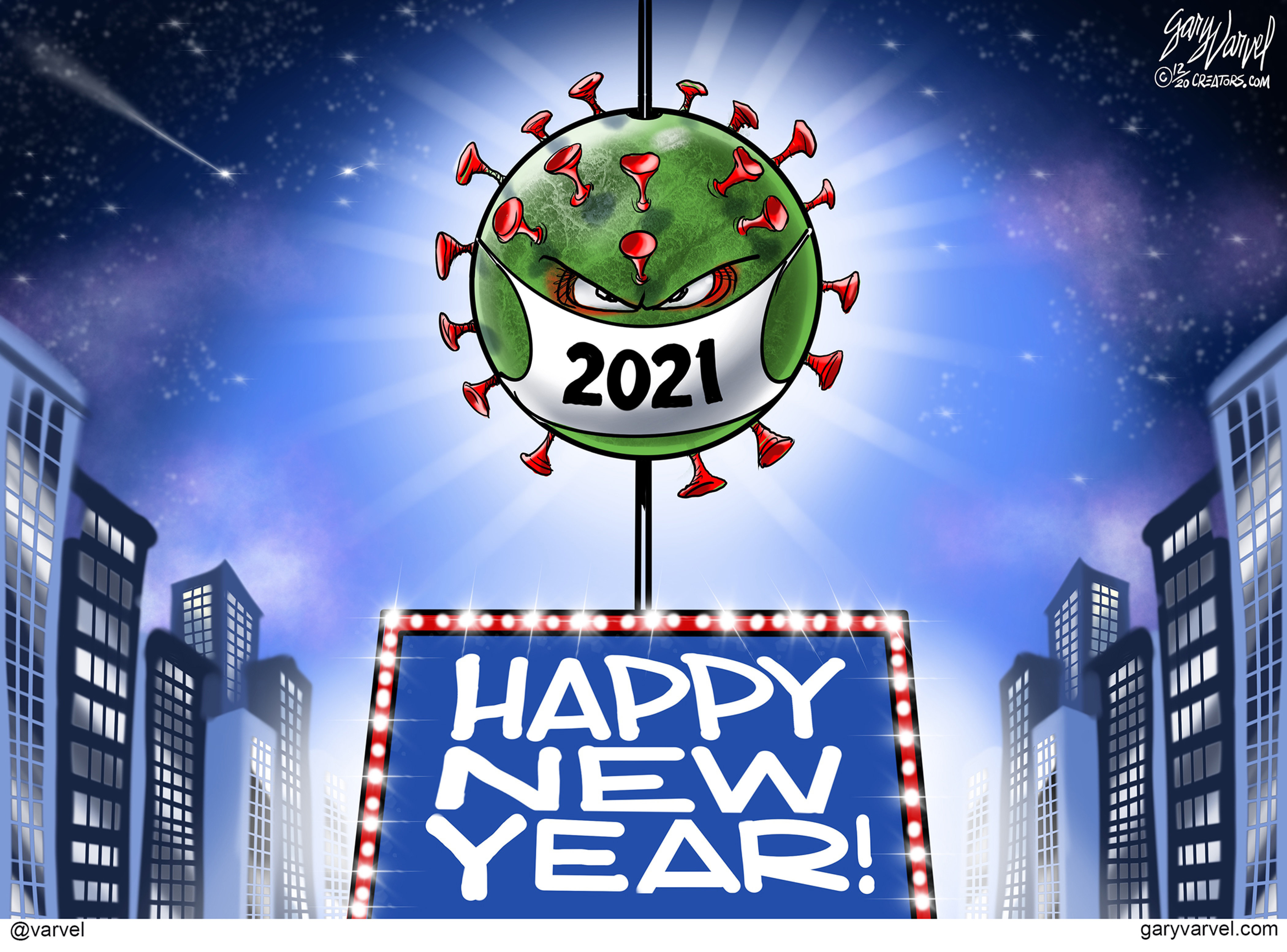 Editorial Cartoon U.S. 2020 New Year 2021 Coronavirus Vaccine