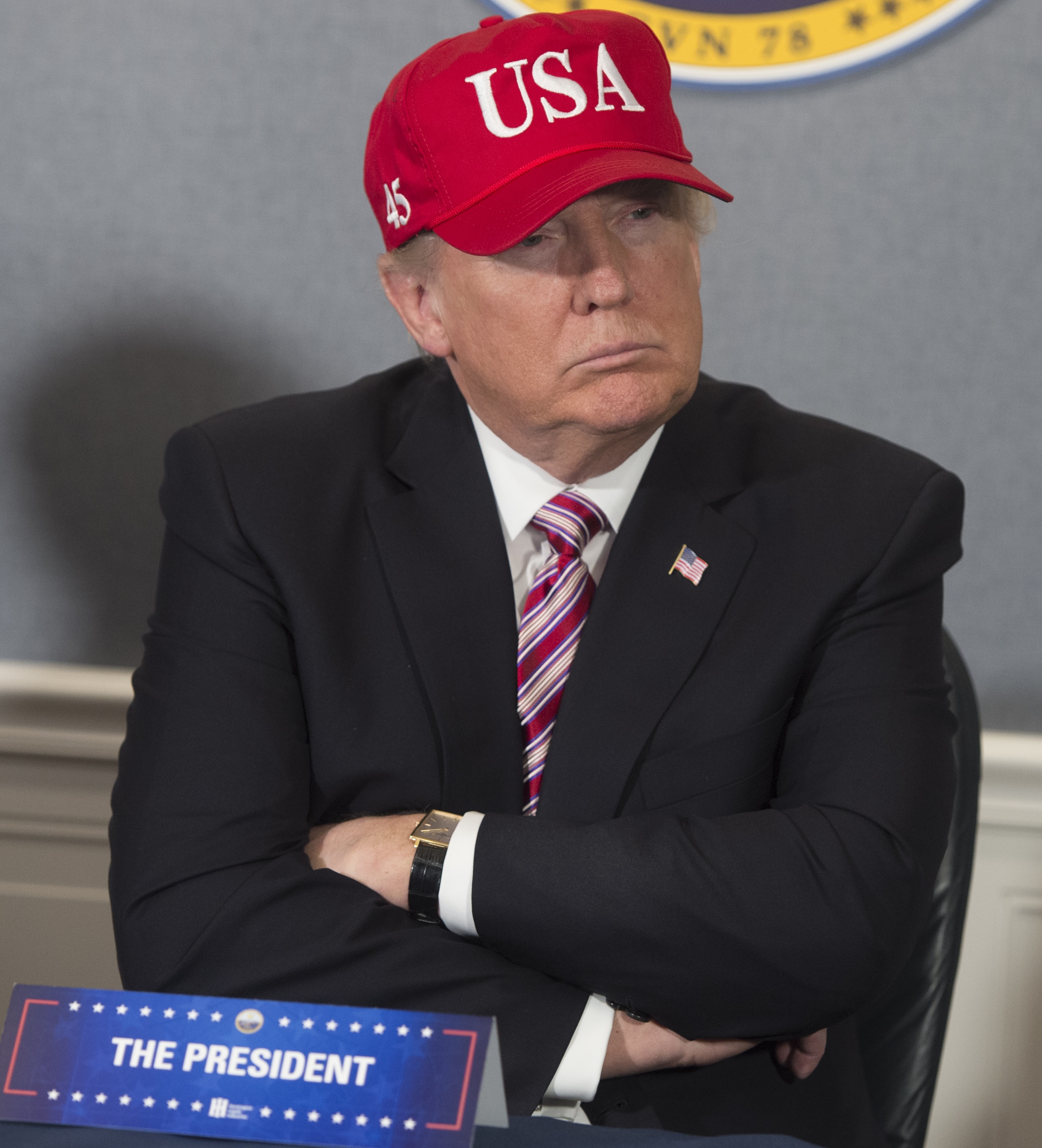 President Trump does not look happy.