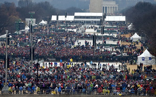 A view of the crowd on the National Mall on Inauguration Day 2017.