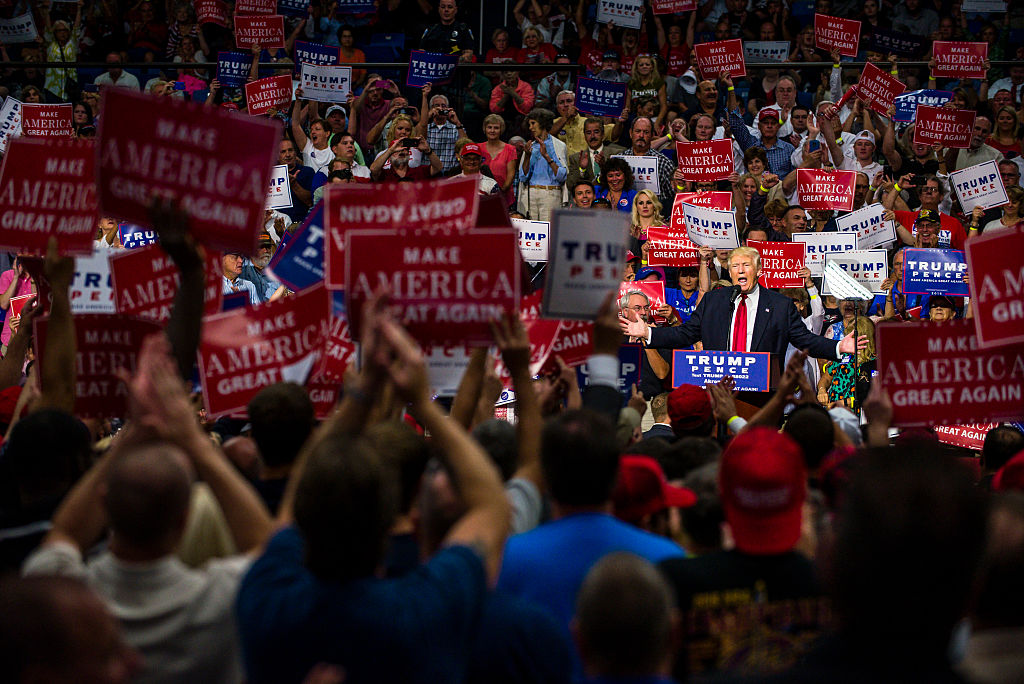 Trump at a 2016 campaign rally in Ohio. 