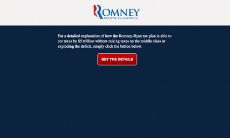 When users try to click for more details on Mitt Romney&#039;s tax plan, the red button scoots out of reach.