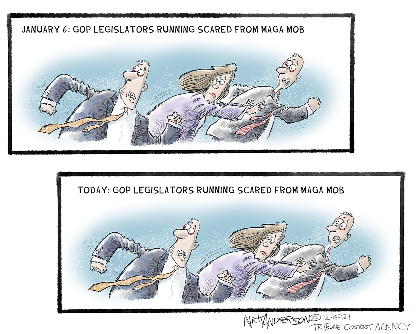 Political Cartoon U.S. gop maga mob trump