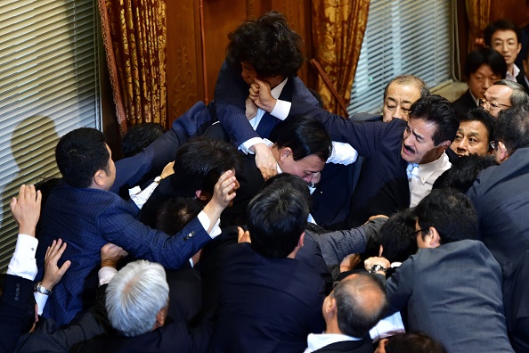 Fight in Japanese Parliament 