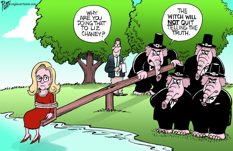 Political Cartoon U.S. liz cheney gop lies