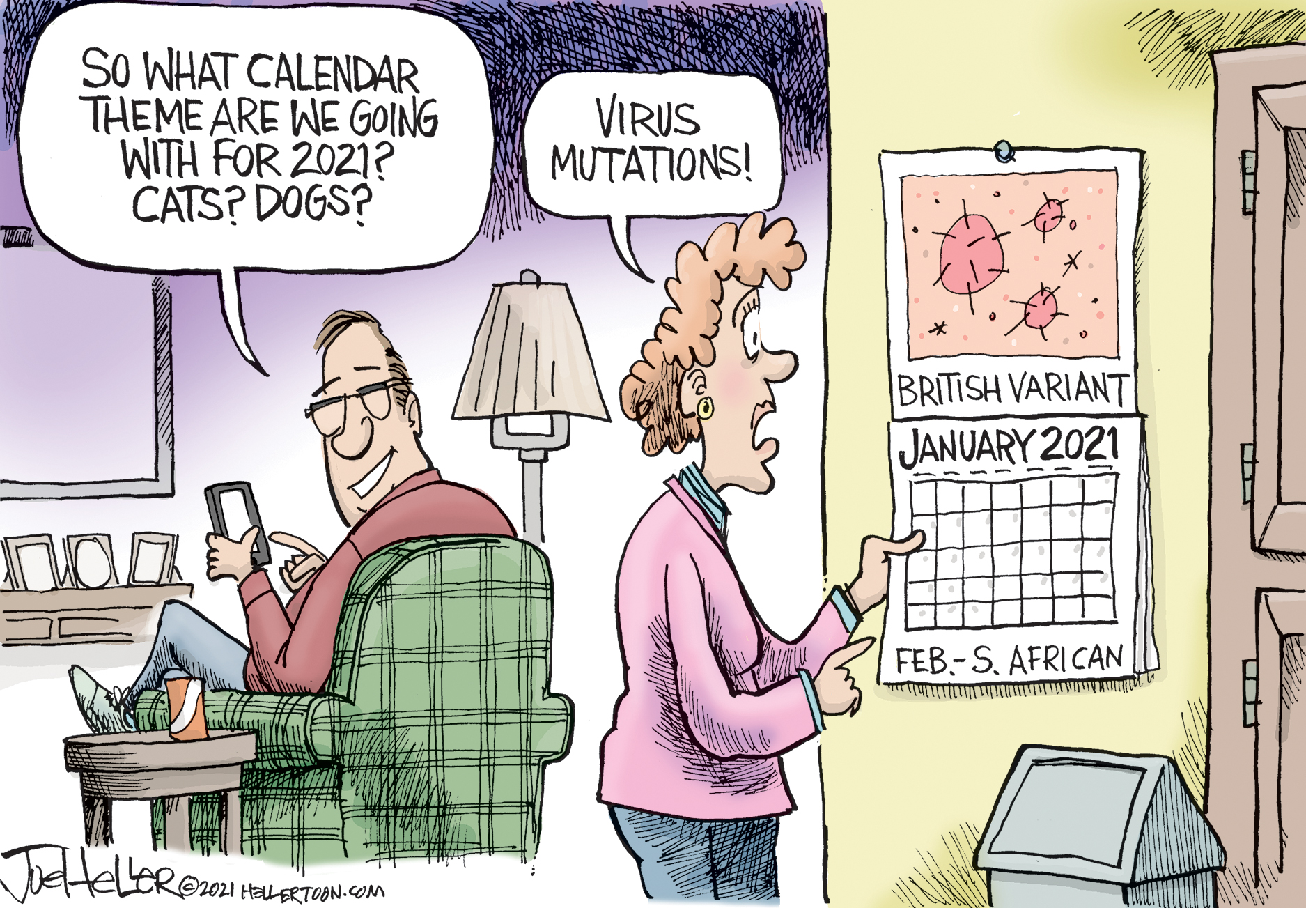 Editorial Cartoon U.S. 2021 COVID mutation