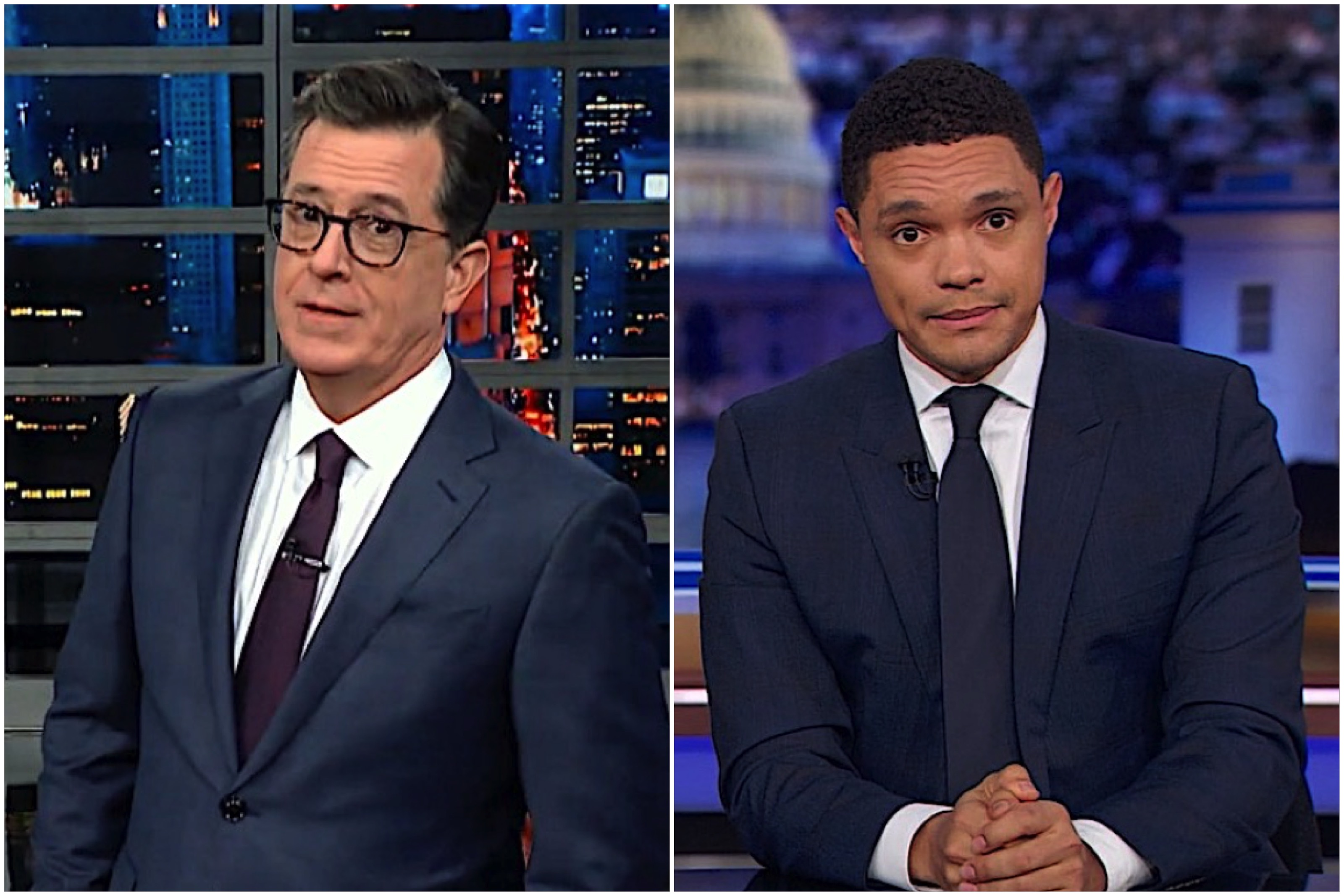 Trevor Noah and Stephen Colbert side with the U.S. intelligence chiefs over Trump