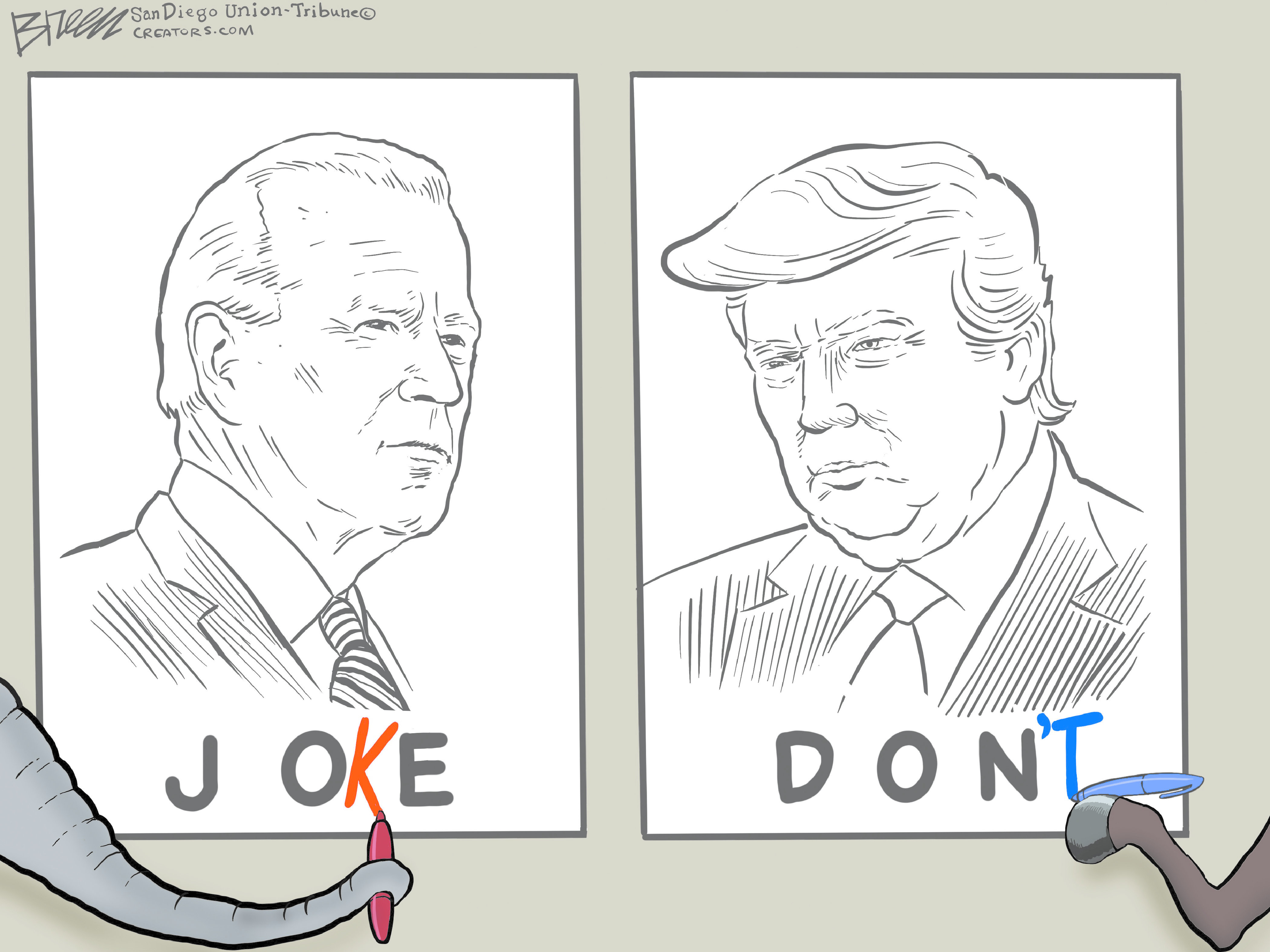 Political Cartoon U.S. Trump Biden 2020