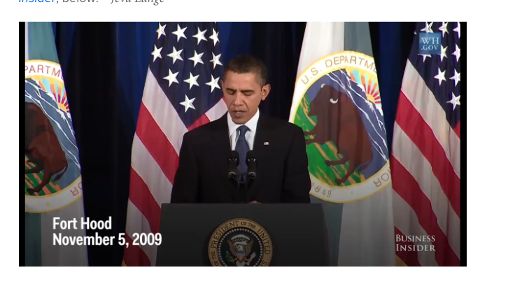 Business Insider video showing moments from every address President Obama has given following a mass shooting.