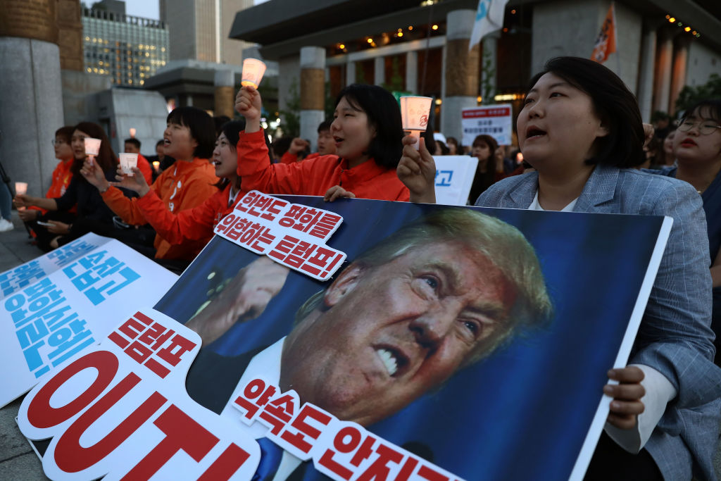 Protesters in South Korea. 