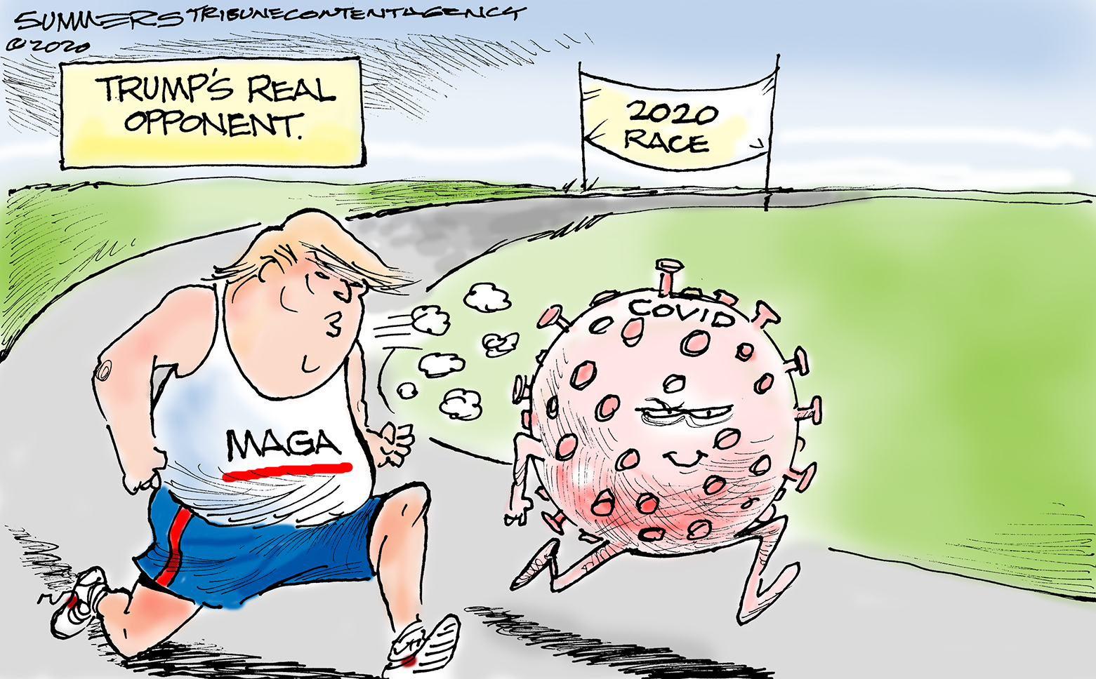 Political Cartoon U.S. Trump 2020 coronavirus