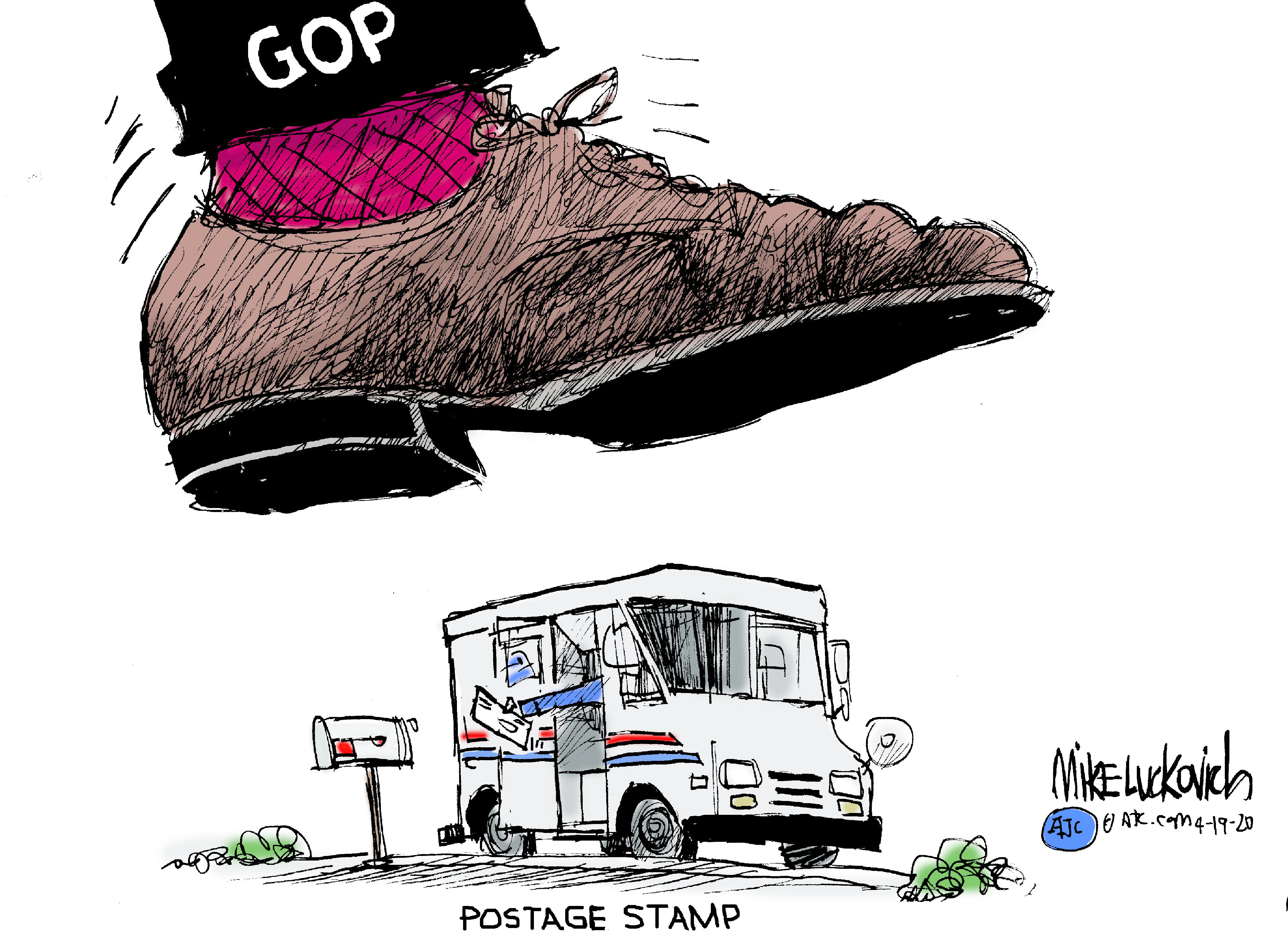 Political Cartoon U.S. Trump USPS GOP