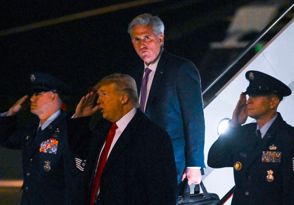 House Minority Leader Kevin McCarthy on Air Force One with Trump