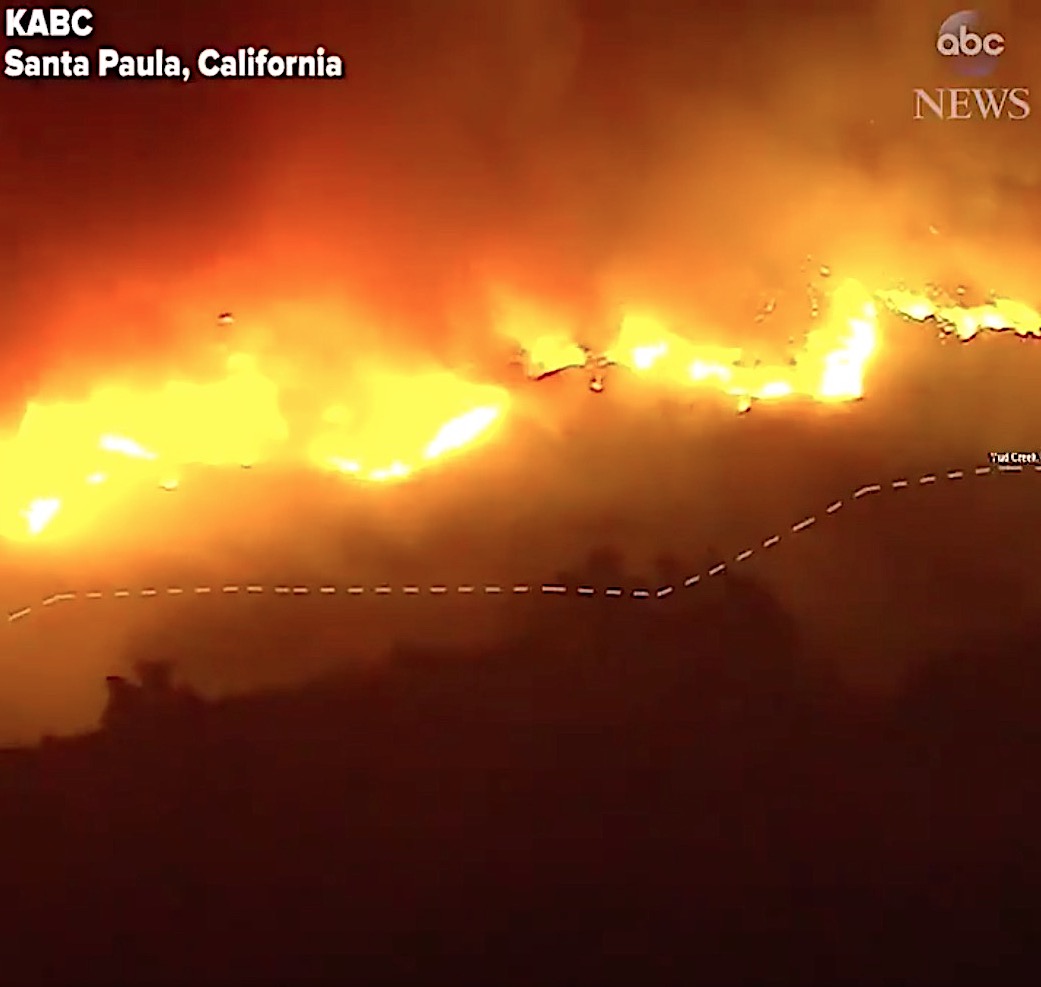 A wildfire rips through Ventura, California