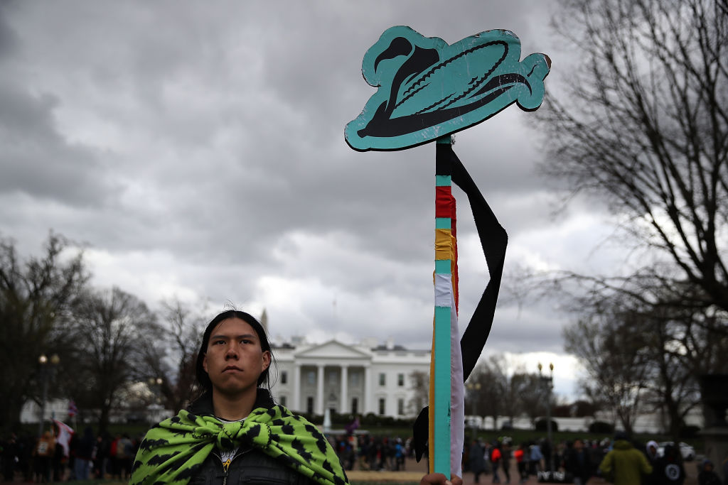 Native American protestor.