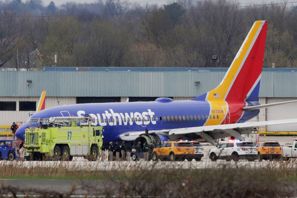 The Southwest plane that landed Tuesday in Philadelphia.