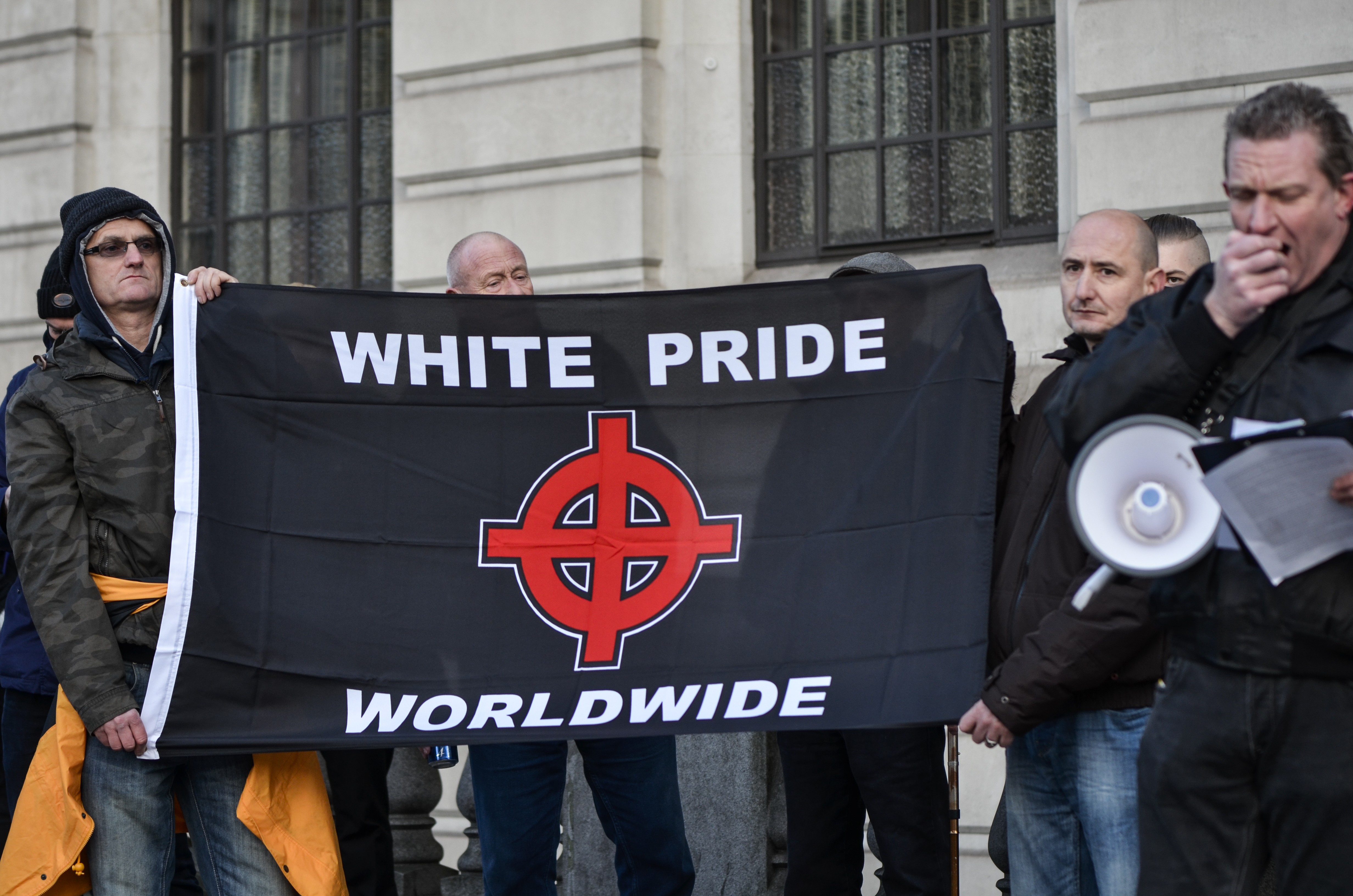 &quot;White Pride Worldwide&quot; members protest in London in January.