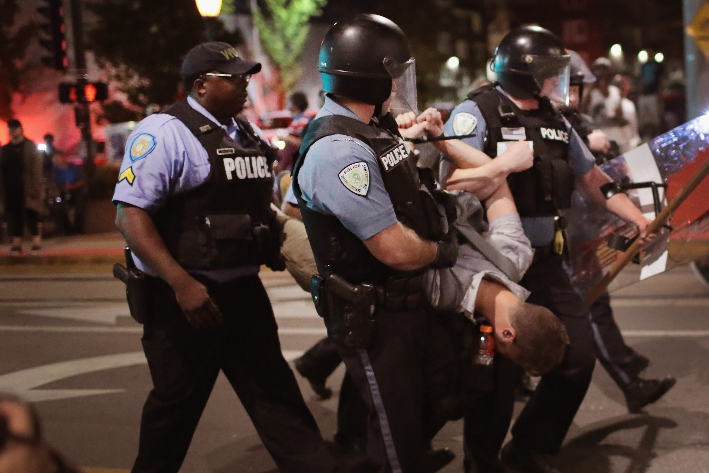Police arrest a demonstrator in St. Louis