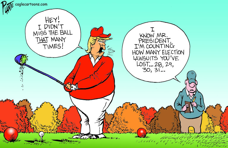 Political Cartoon U.S. Trump election lawsuits