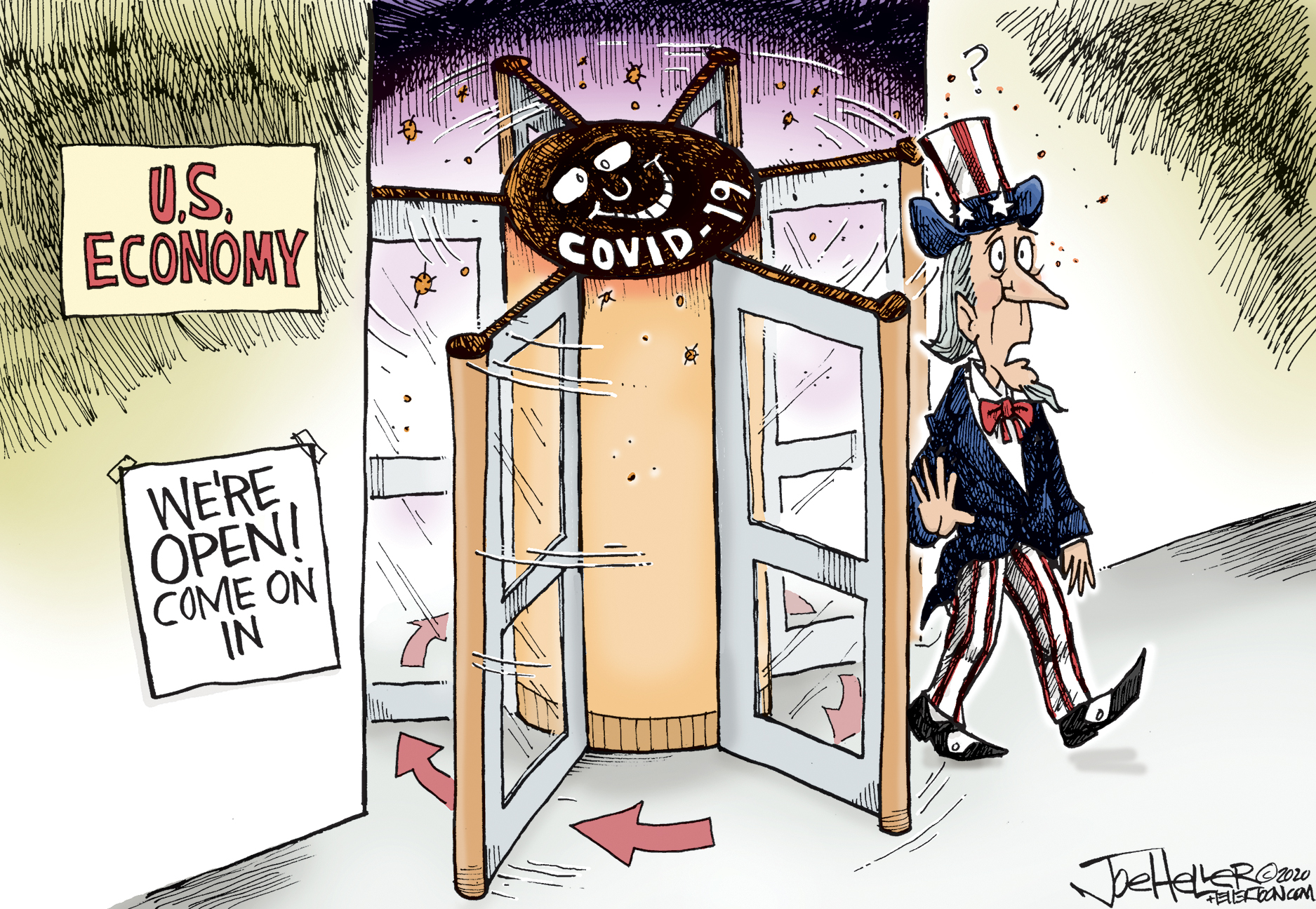Political Cartoon U.S. coronavirus economy