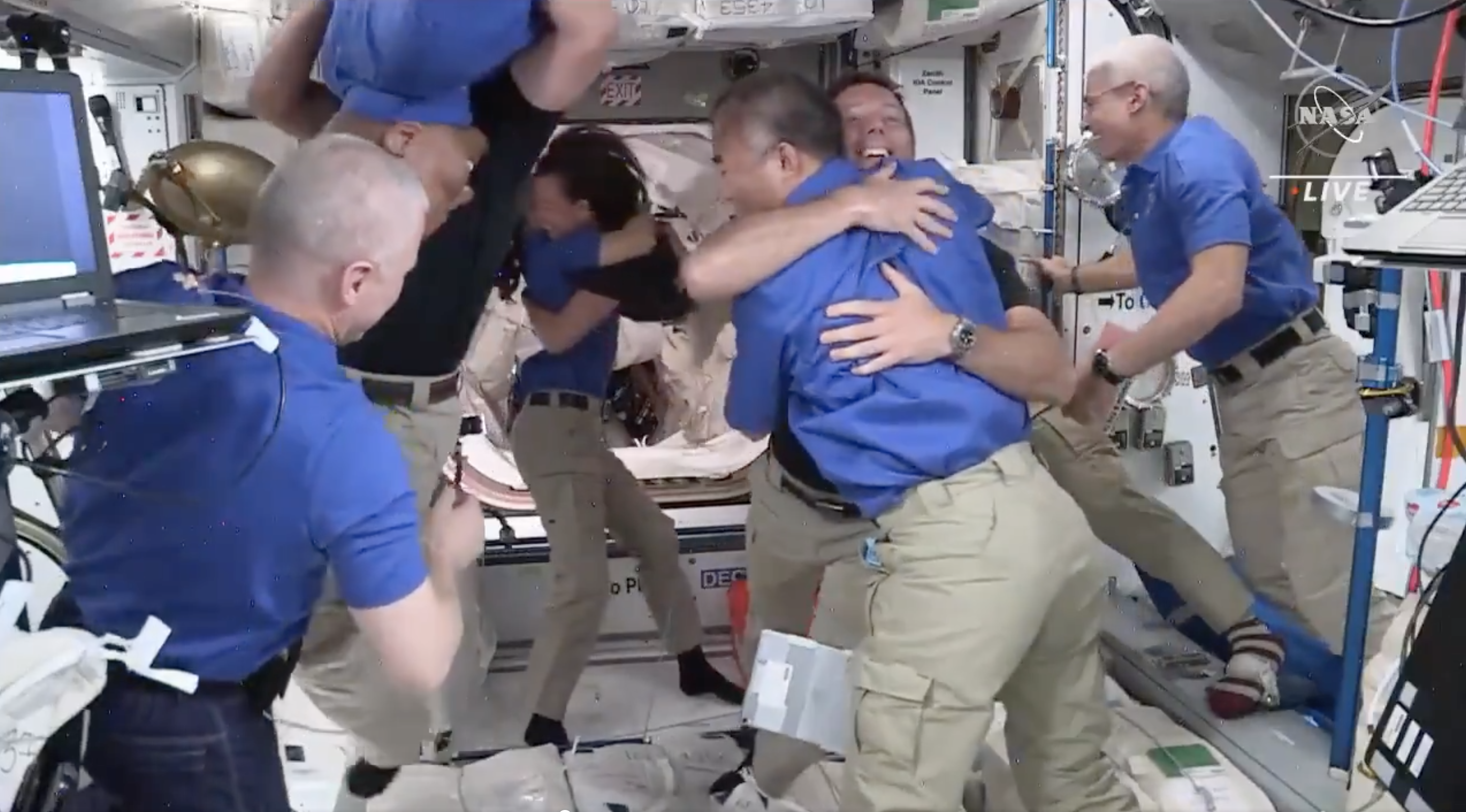 Astronauts arrive International Space Station.