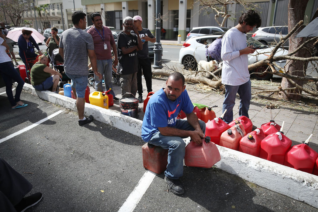 Puerto Ricans line up for gas in the aftermath of Hurricane Maria.