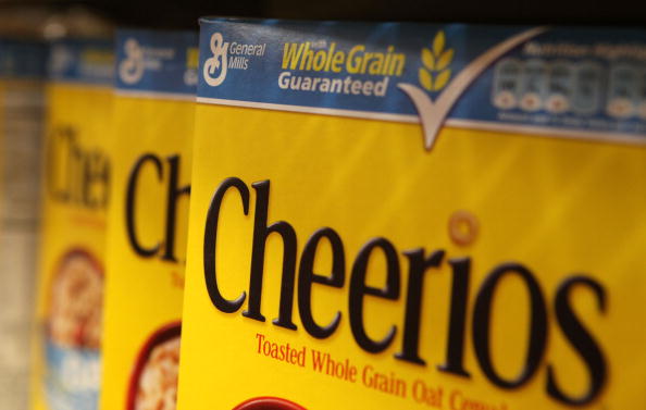 Boxes of Cheerios cereal.