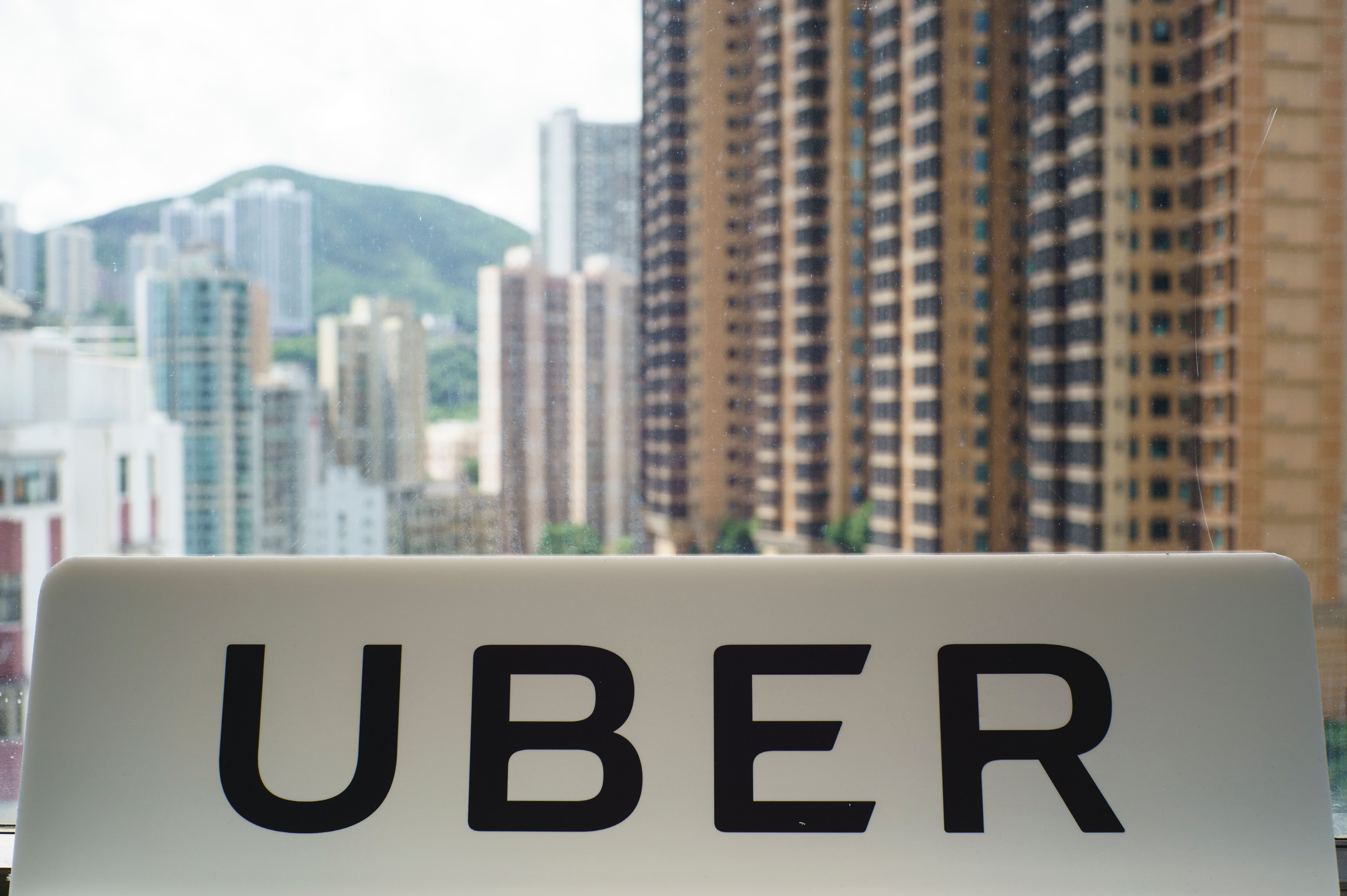 The Uber logo in Hong Kong