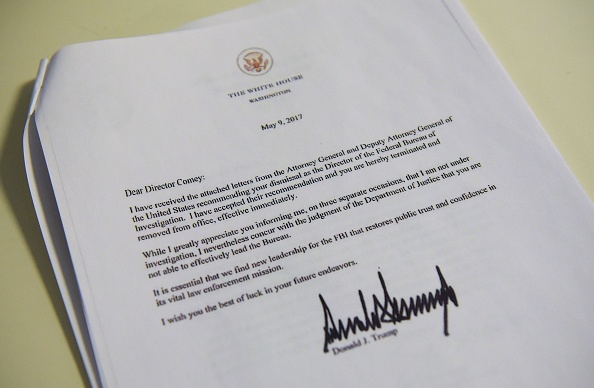 President Trump&#039;s letter to James Comey.