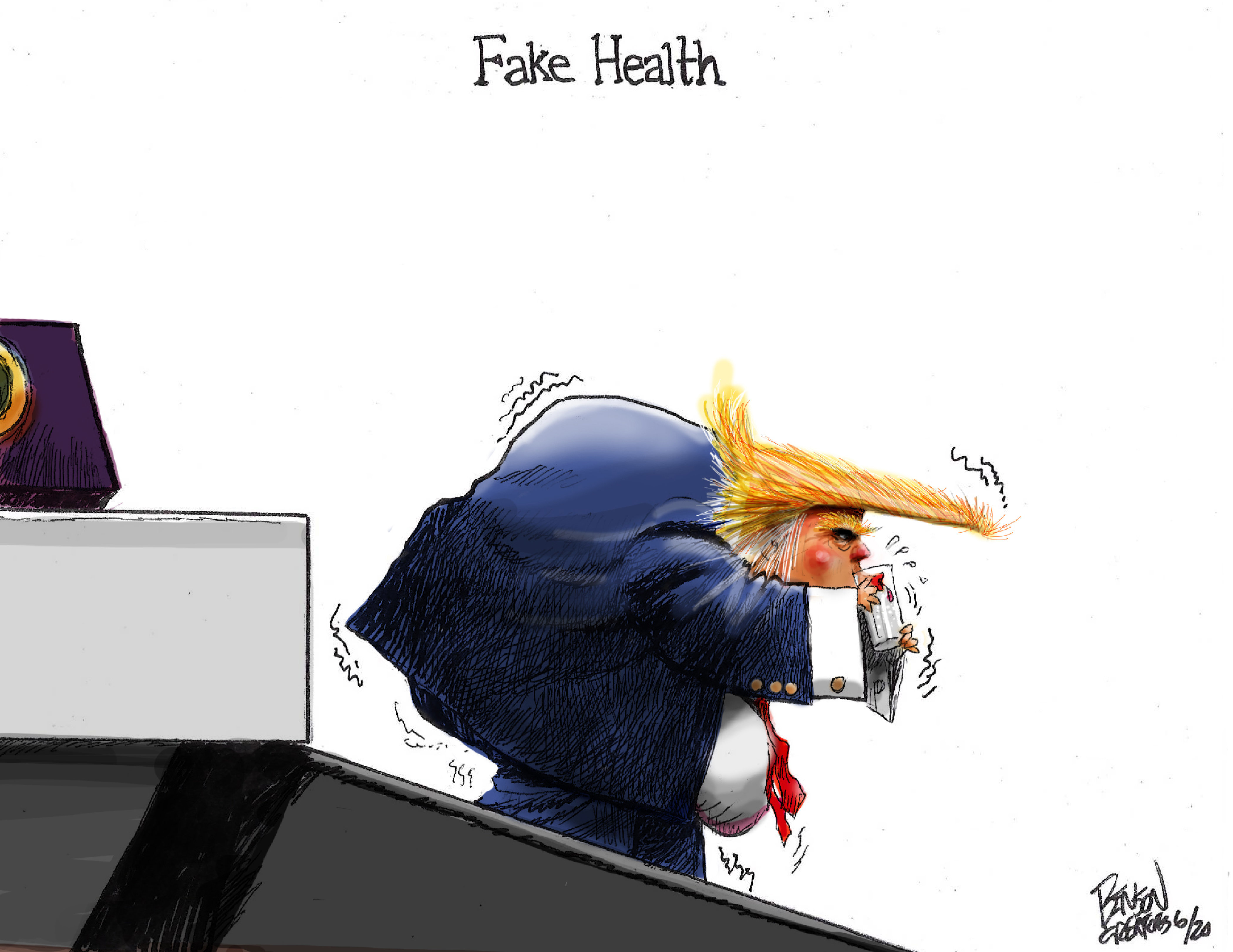 Political Cartoon U.S. Trump ramp water health