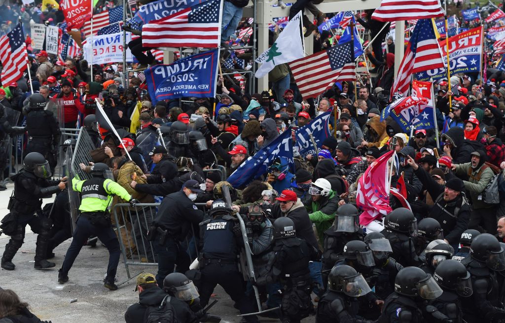 A pro-Trump mob clashes with police at the Capitol on Jan. 6.