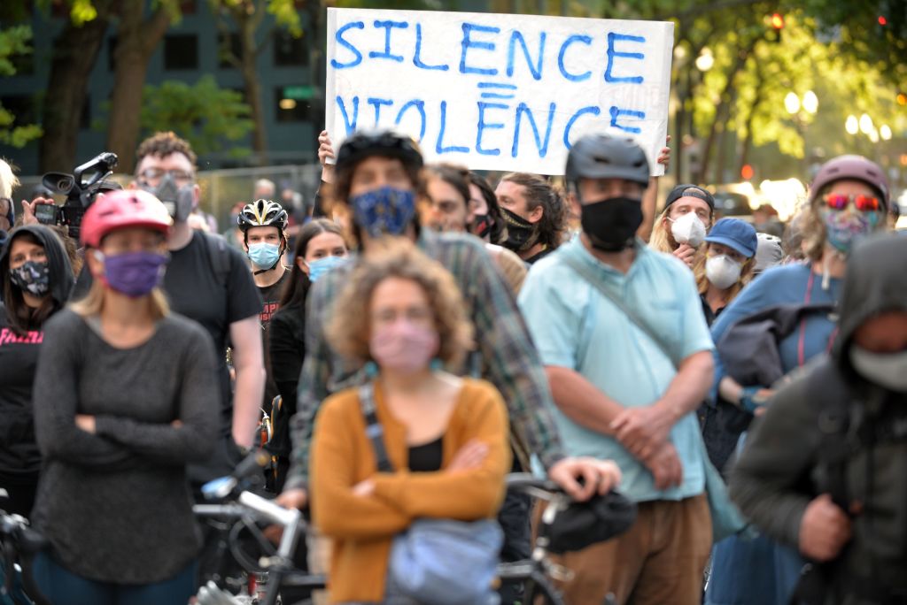 Protesters in Portland, Oregon