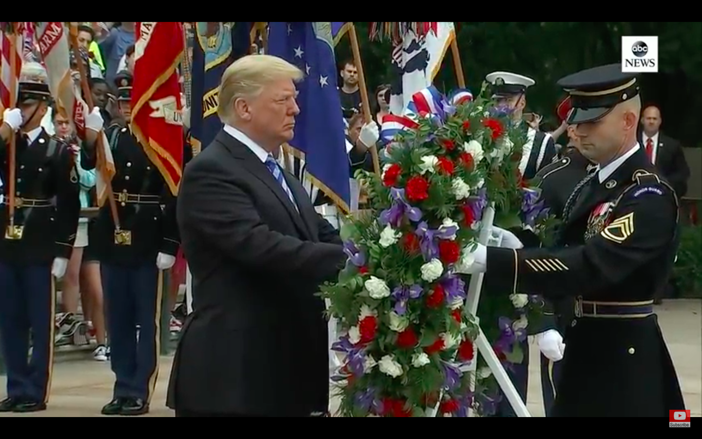 President Trump lays the wreath at Arlington National Cemetery.
