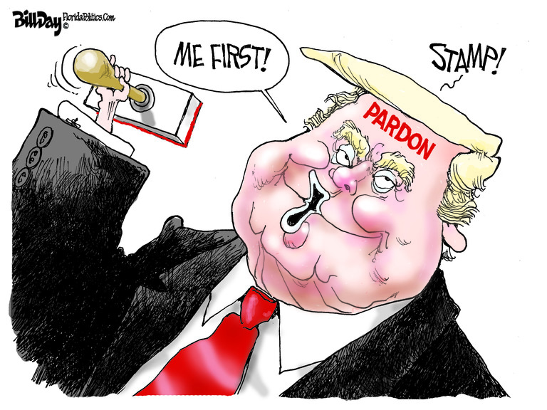 Political Cartoon U.S. Trump self pardon