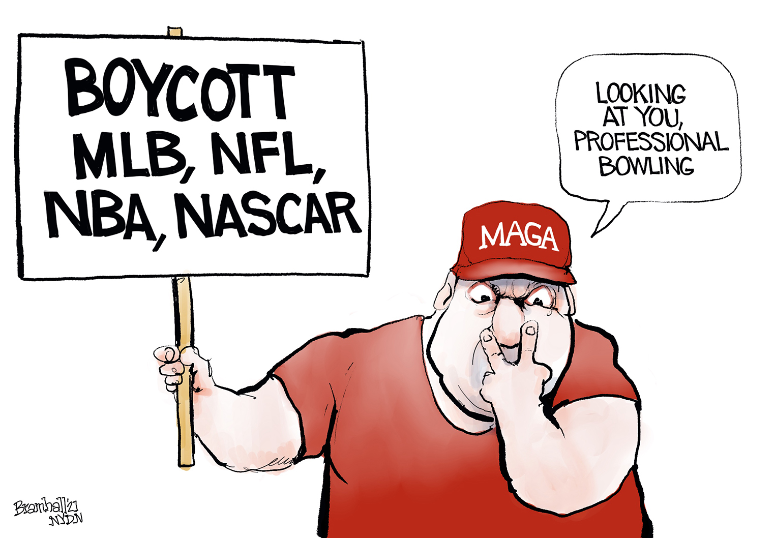 Political Cartoon U.S. maga mlb boycott