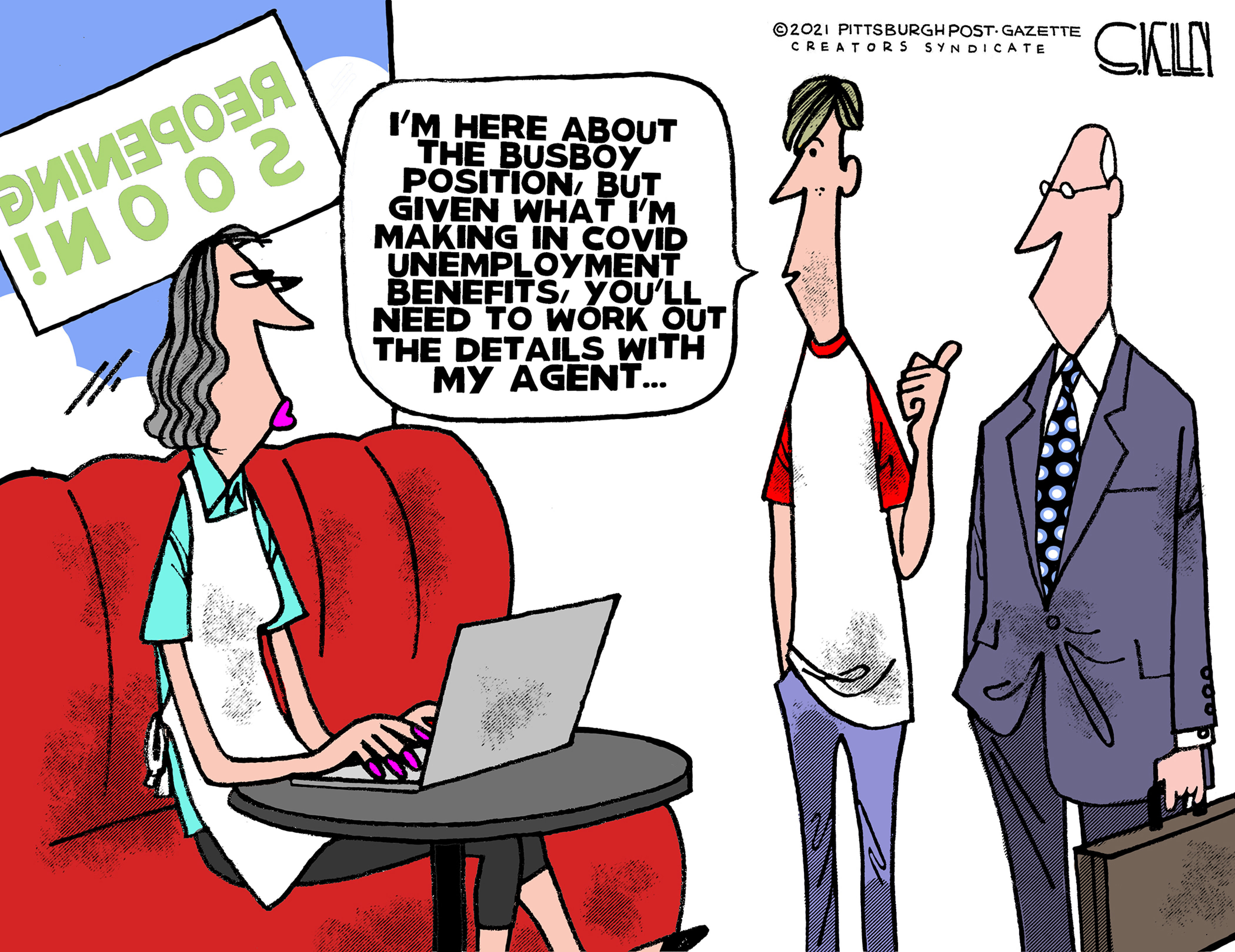 Editorial Cartoon . unemployment benefits