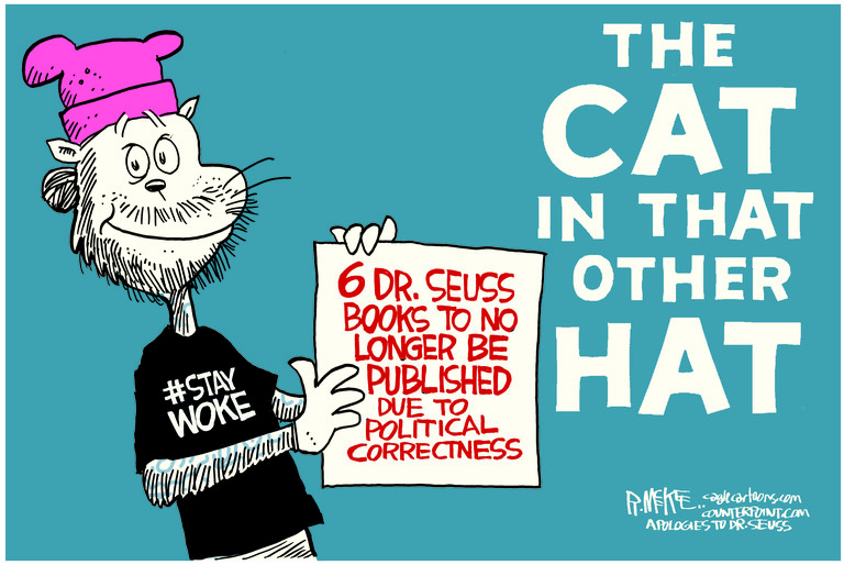 Editorial Cartoon U.S. cat in the hat dr seuss books