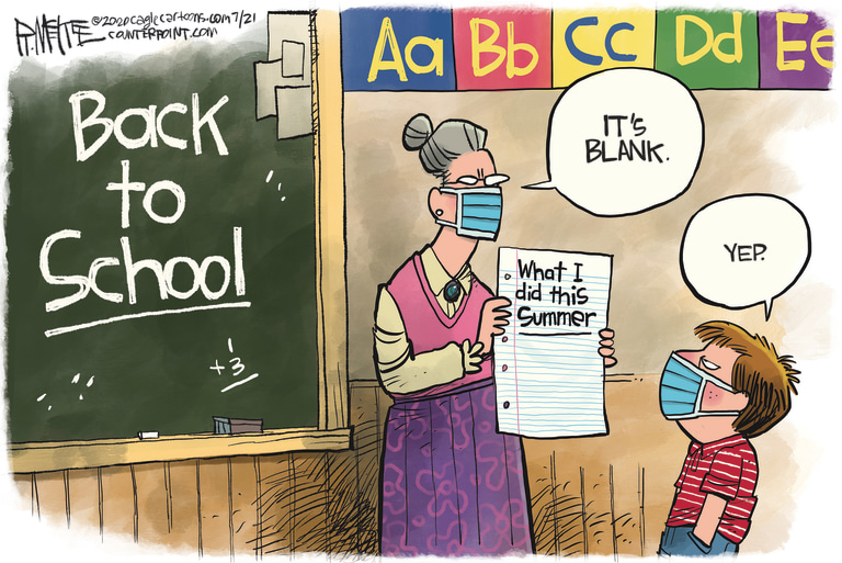Editorial Cartoon U.S. back to school coronavirus