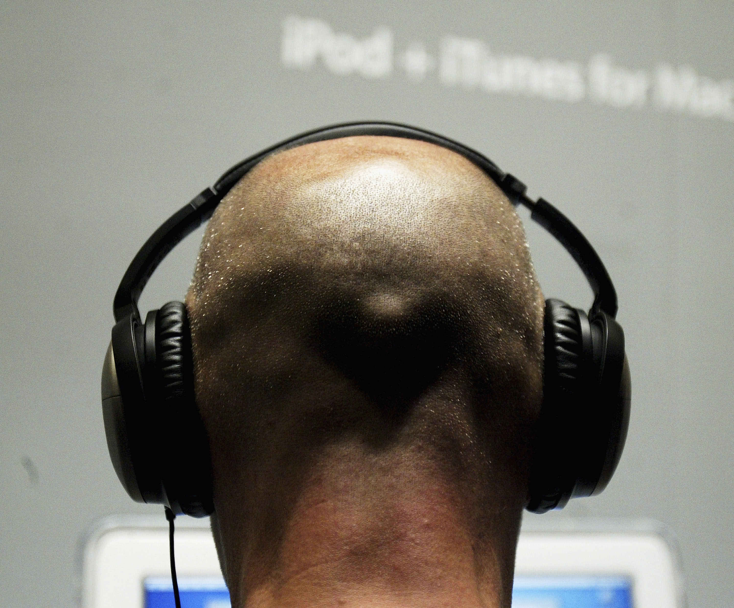 A person wearing headphones.