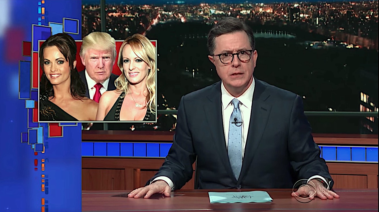 Stephen Colbert catches up with Trump sex scandals