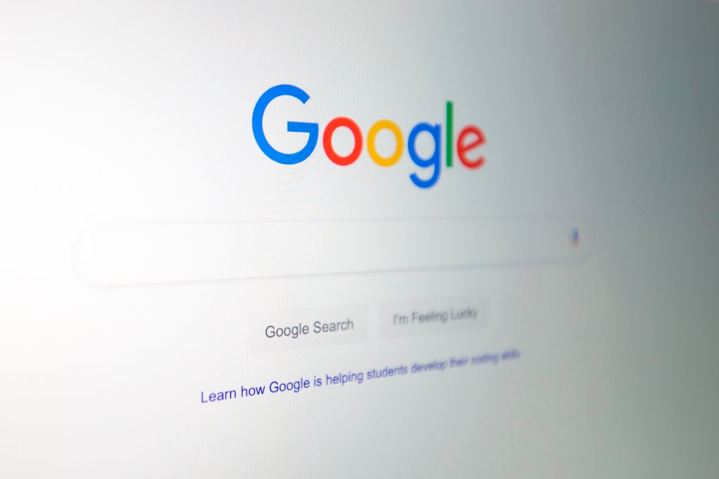 The Google logo is seen on a computer in this photo illustration in Washington, DC, on July 10, 2019.