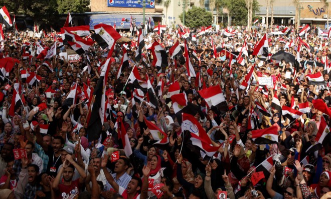 Anti-Morsi demonstrators chant slogans during a massive protest in Alexandria, Egypt, on June 30.