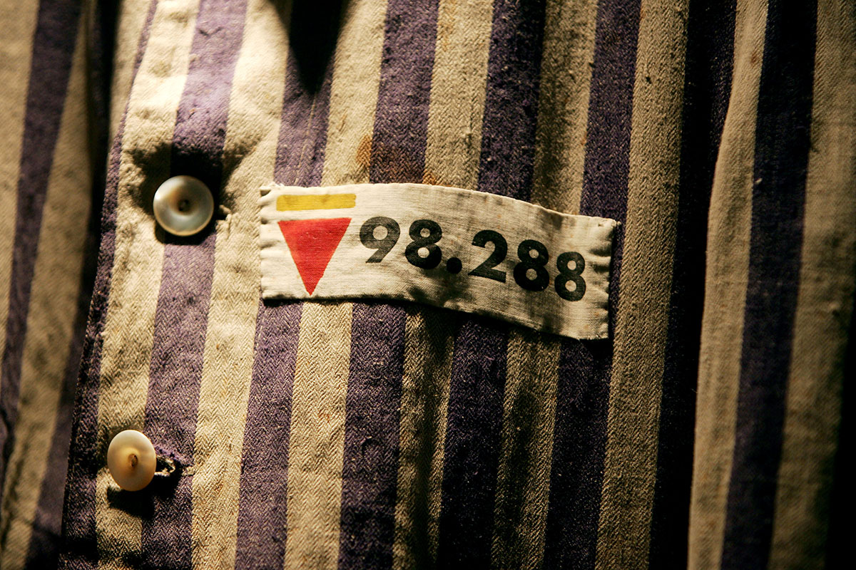 The prison uniform of an Auschwitz survivor.