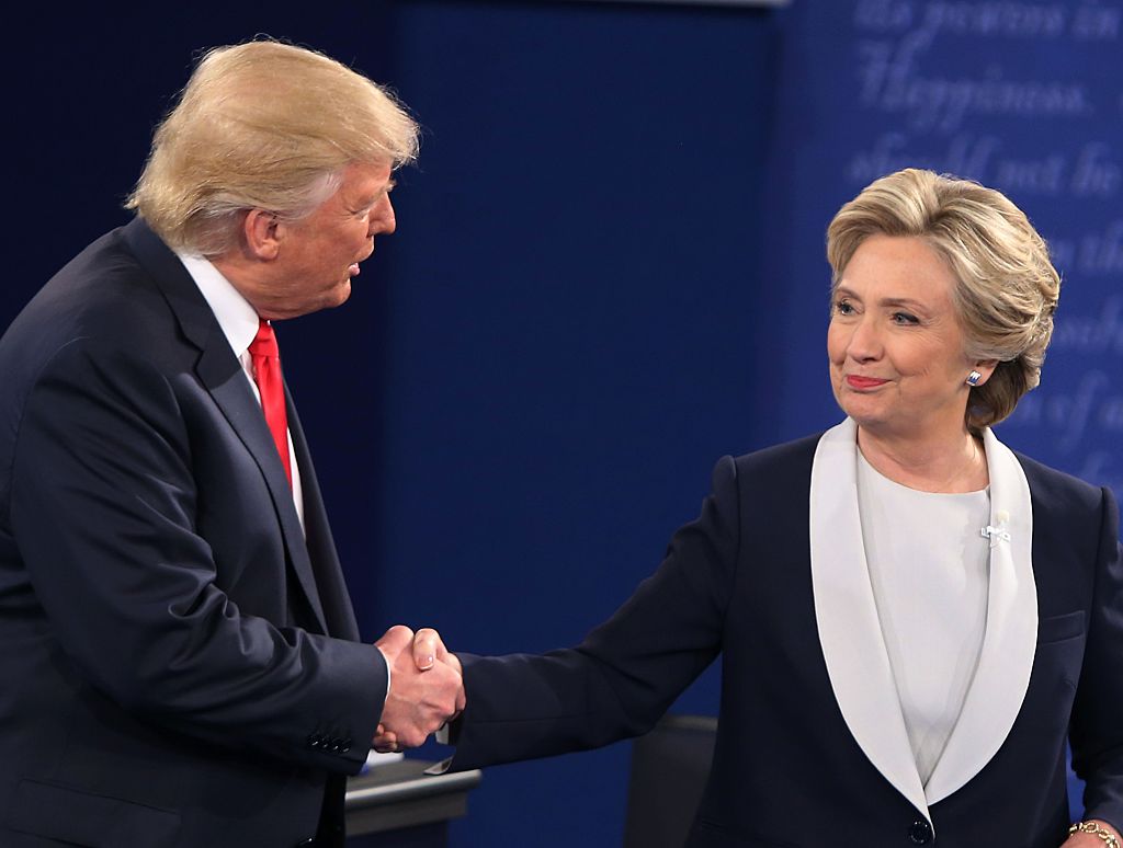 Hillary Clinton and Donald Trump at the second presidential debate. 