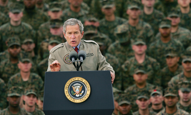George Bush speaking to marines